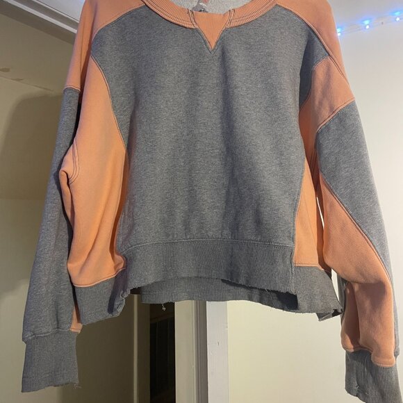 Free People Intercept Colorblock Oversized Pullover In Heather Grey Mellon. NWT! - Picture 5 of 6